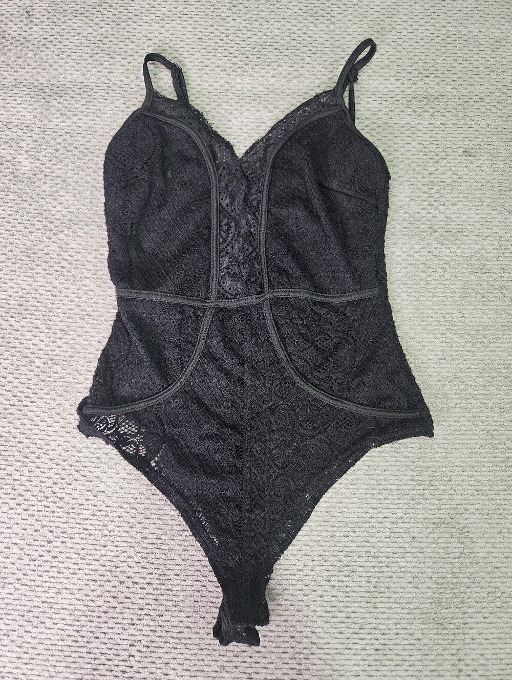 3/$15! Black Lace Bodysuit, Small